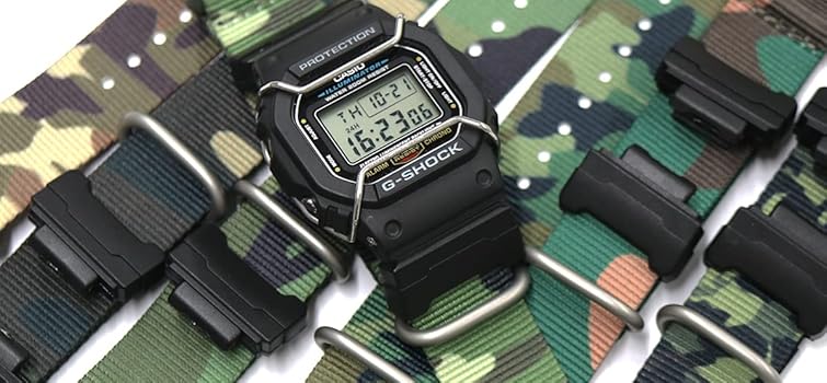 G-SHOCK DW-5600e 迷彩柄バンド　カスタム G-SHOCK 対応 ベルト】専用 アダプター 付き ZULU NATO ベルト
